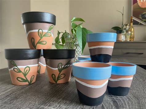 Hand Painted Mini Terracotta Pots Etsy