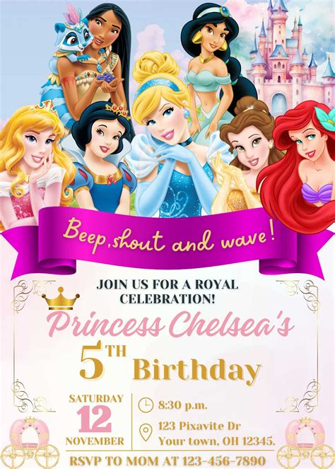 Editable Disney Princess Birthday Invitation Template Artofit