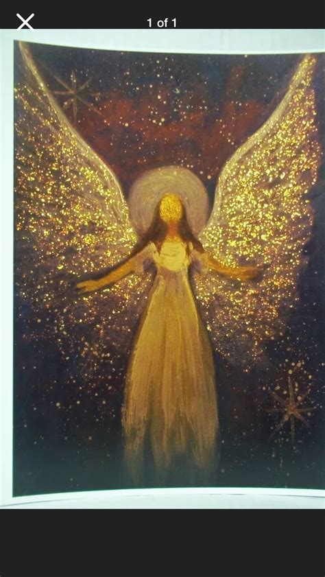 An Angel Painting With Stars In The Sky