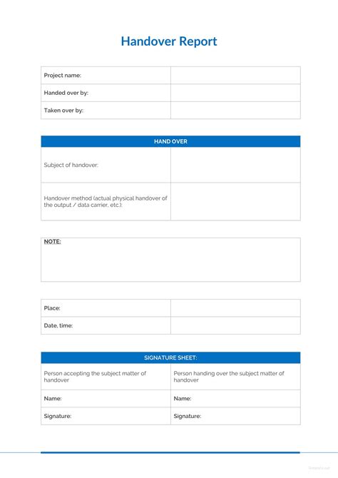 Handover Document Template Free Printable Templates Your