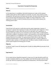 Sg Lab Experiment Docx Experiment Freezing Point Depression