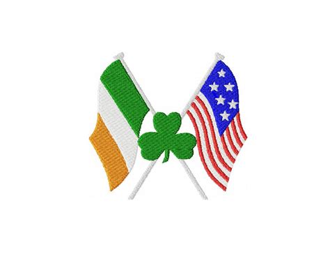 Irish American Flags Embroidery Design St Patricks Day Etsy Ireland