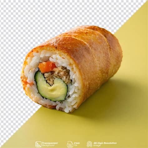 Premium Psd Japanese Rice Filled Baked Roll Isolated