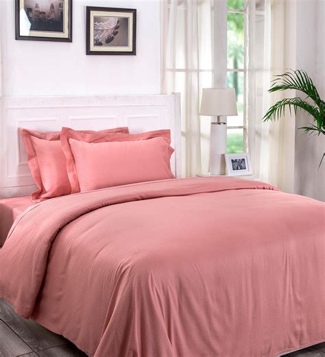 Buy Pink Solid 200 Tc Cotton 1 Double King Size Bedsheet With 2 Pillow