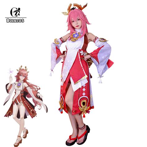 Rolecos Game Genshin Impact Yae Miko Cosplay Costume Yae Guuji Cosplay