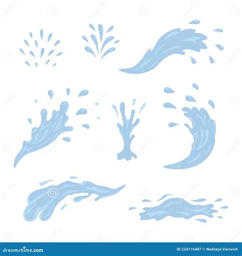 Iconos De Agua Y Ca Da Olas Azules Y Salpicaduras De Agua Ilustraci N