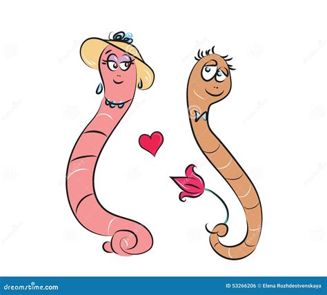 Two Cartoon Worms In Love Stock Vector Illustration Of Worms 53266206