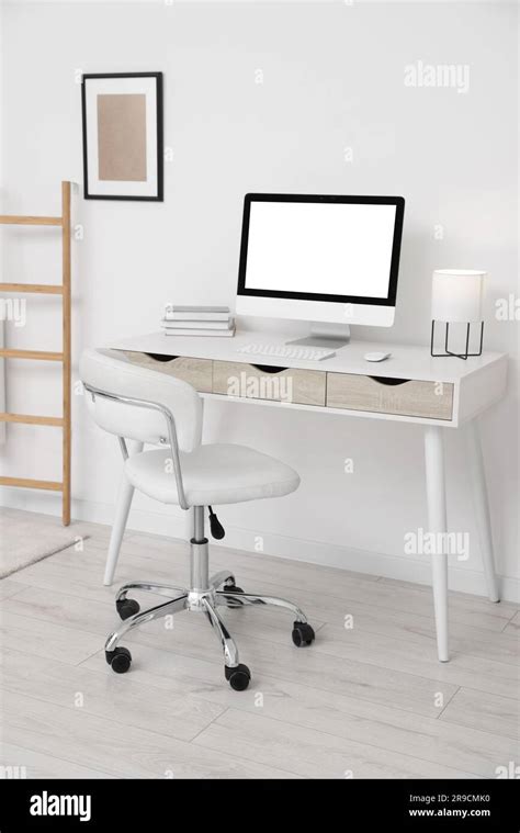 workplace  comfortable office chair indoors interior design stock