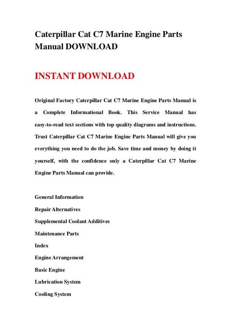 Caterpillar Cat C7 Marine Engine Parts Manual Download