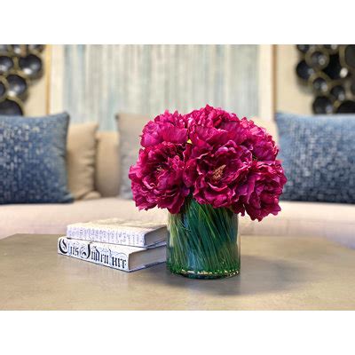 House Of Hampton Peonies Floral Arrangement In Vase Reviews Wayfair