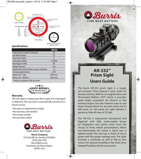 Burris Ar 332 Instruction Manual Optics Trade Pdf