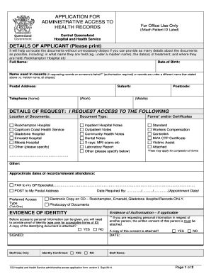 Fillable Online Health Qld Gov Administrative Access BApplicationb Form