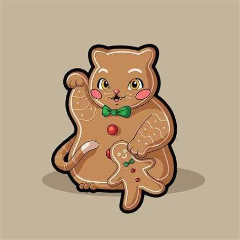 Premium Vector Gingerbread Cat Christmas Cute Cartoon