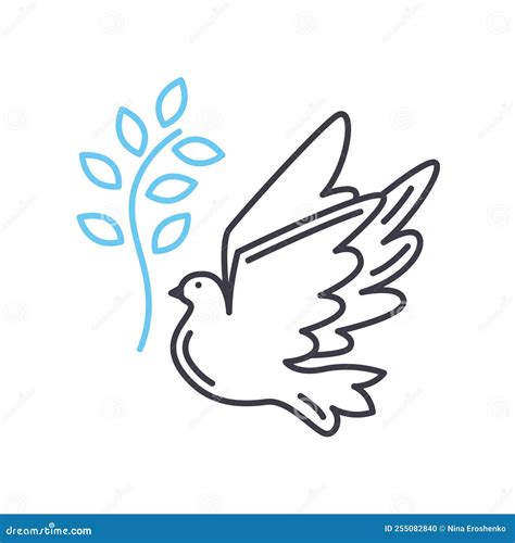 Christian Dove Faith Line Icon Outline Symbol Vector Illustration