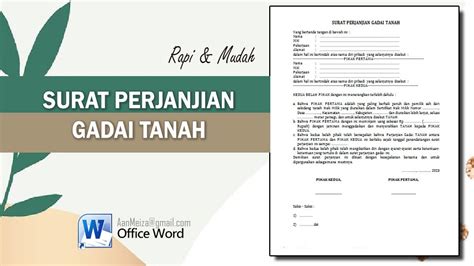 Surat Perjanjian Gadai Tanah Surat Perjanjian Youtube