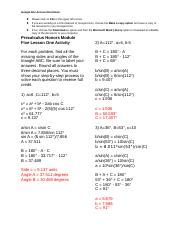 Copy Of Precalculus Honors Module Five Lesson One Activity Docx