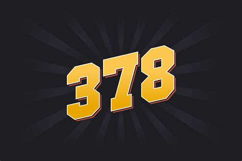 Number 378 vector font alphabet. Yellow 378 number with black ...
