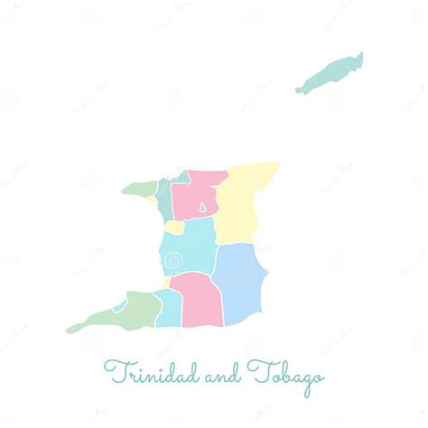 Trinidad And Tobago Region Map Colorful With Stock Vector Illustration Of Caribbean