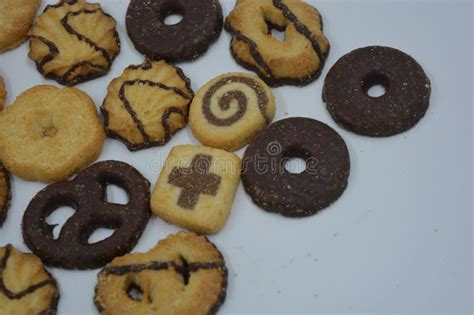 Assortment Of Shortbread Cookies Covered With Chocolate And Jam Of