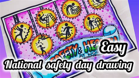 National Safety Day Drawing National Safety Day Poster Safety Day