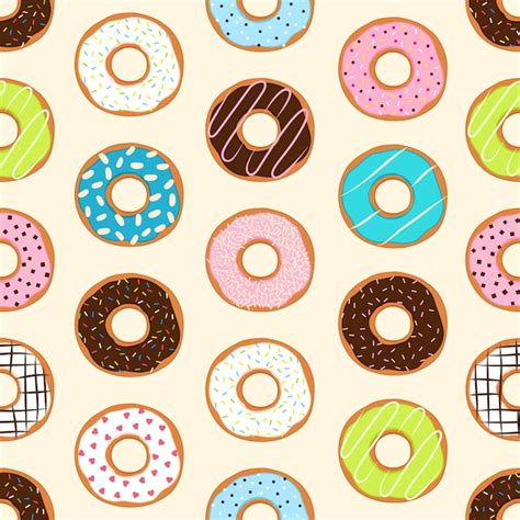 Premium Vector Seamless Background With Colorful Donuts Vector