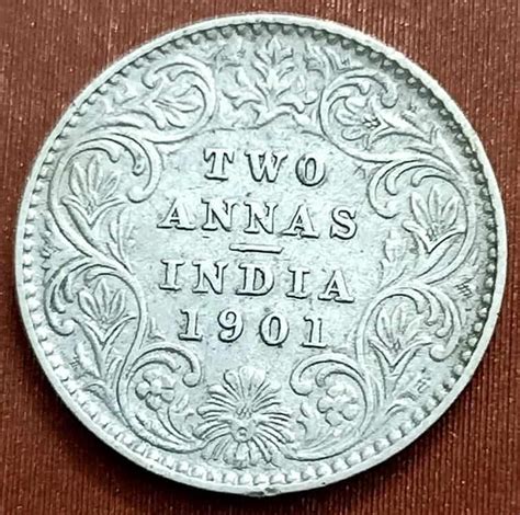 Queen Victoria Qv India Two Anna Coin Of Calcutta Mint Rare Year