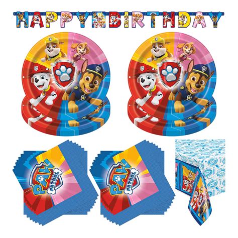 Buy Paw Patrol Birthday Party Tableware And Banner Kit For 16 Guests