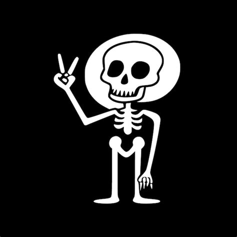 Skeleton Peace Sign Minimalist And Flat Logo Vector Illustration