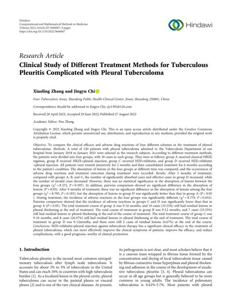 Pdf Clinical Study Of Different Treatment Methods For Tuberculous