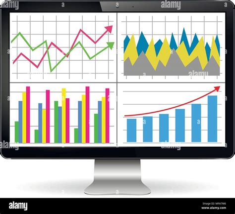 Illustration Of Modern Computer Display With Graphs And Diagrams On The Screen Finance