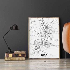 RIBE Denmark Map Poster Hometown City Print Modern Home Decor Office ...