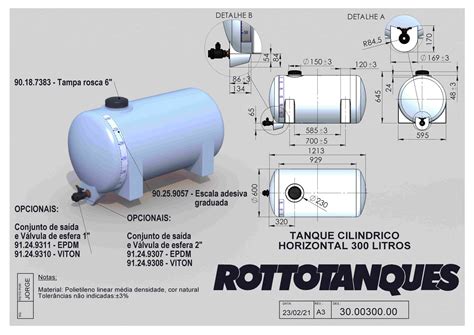 Tanque cilíndrico horizontal de 300 litros Rottotanques