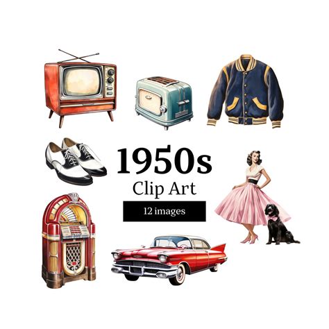 1950s Clip Art Nostalgia Scrapbook Crafts Memory Book Cards