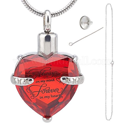 Shop Creatcabin Heart Cremation Urn Necklace For Ashes Birthstone Crystal Memorial Keepsake