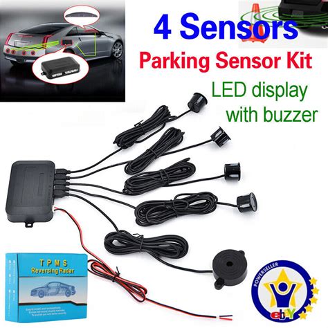 4x Black Parking Sensors Car Reverse Backup Rear Radar Alert System