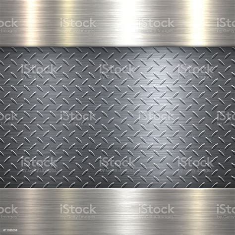 Abstract Metallic Background Metal Diamond Plate In Silver Color Stock