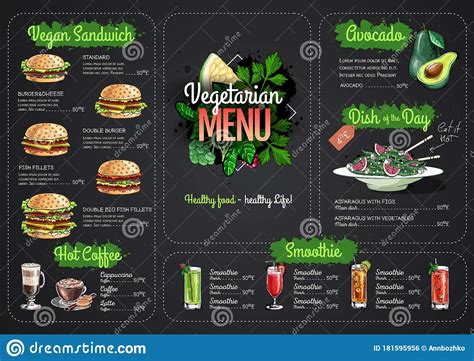 Desenho Do Giz Desenho Do Menu Vegetariano Refeições Vegetais Menu