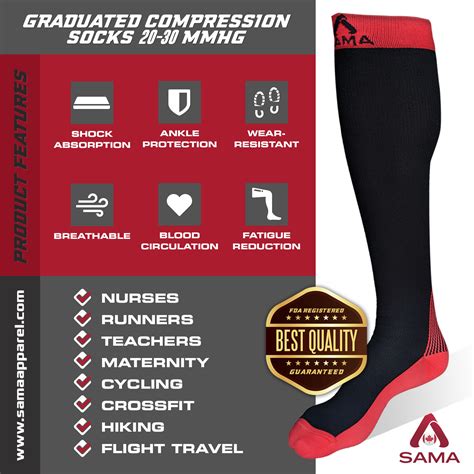 Red Compression Socks 20 30 Mmhg Sama Appareal