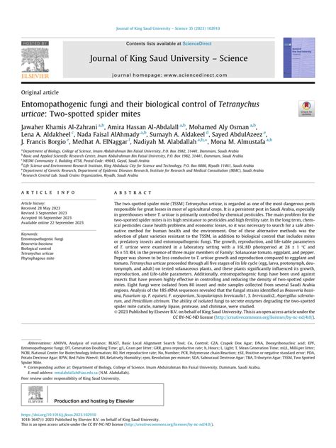 Pdf Entomopathogenic Fungi And Their Role In The Biological Control