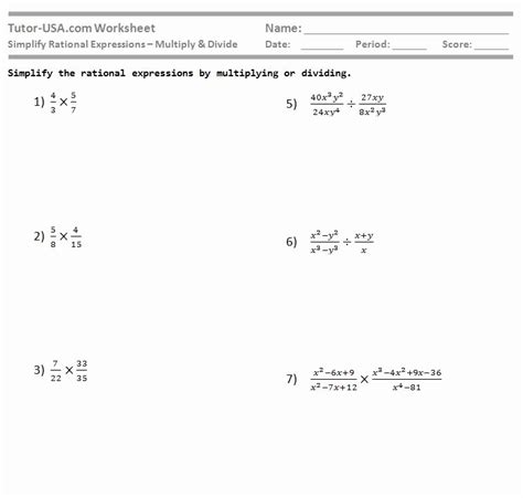 Dividing Rational Algebraic Expressions