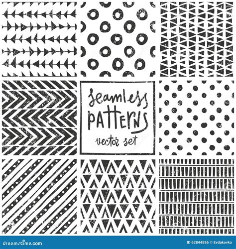 Set Of 8 Primitive Geometric Patterns Tribal Stock Vector