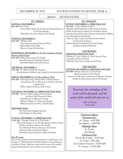 December 18 2022 Bulletin Cibola Catholic Community