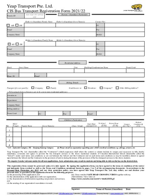 Fillable Online School Bus Service Registration Form Fax Email