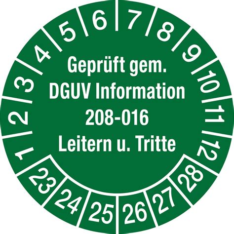 Prüfplaketten grün Ø 30 mm Geprüft gem DGUV Information 208 016 ab