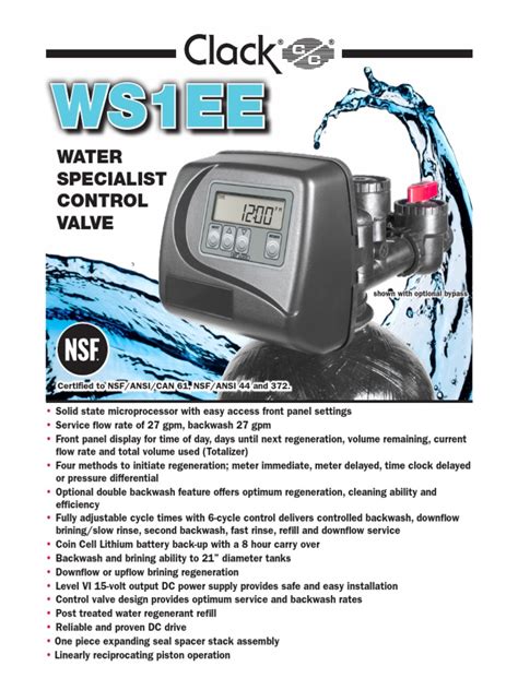 Clack Ws1ee Pdf Flow Measurement Valve