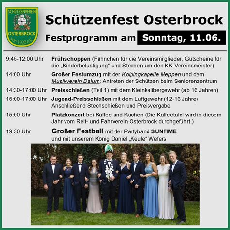 Schützenfest 2023 Programm Sonntag Schützenverein Osterbrock Ev