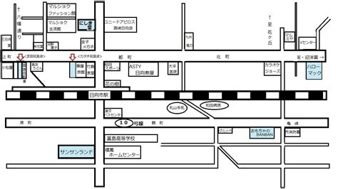 【富高地域 玩具店 分布図昭和～平成）】 日向市・宮崎県の画像倉庫と昔語り（古い写真・昔の写真・懐かしい写真～富高・細島ほか）