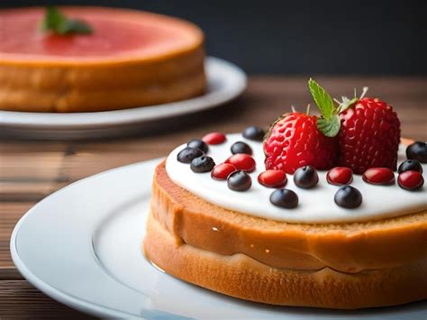 Premium Photo | A cake with strawberries and blueberries on top