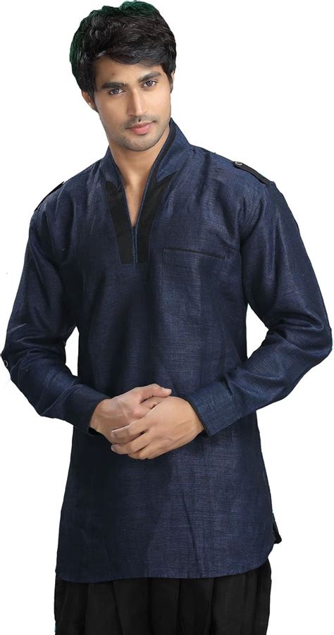 Indian Clothes Fashion Shirt Mens Short Kurta Dress Linen