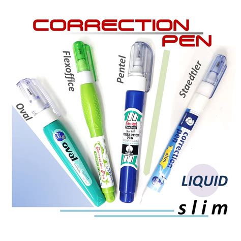 Pentel Correction Pen Liquid Paper Ml Staedtler Flexoffice Oval